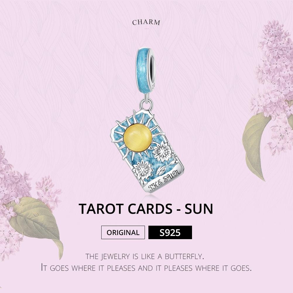 925 Sterling Silver Sun Tarot Pendant For Diy Bracelets & Necklaces Pure Ember