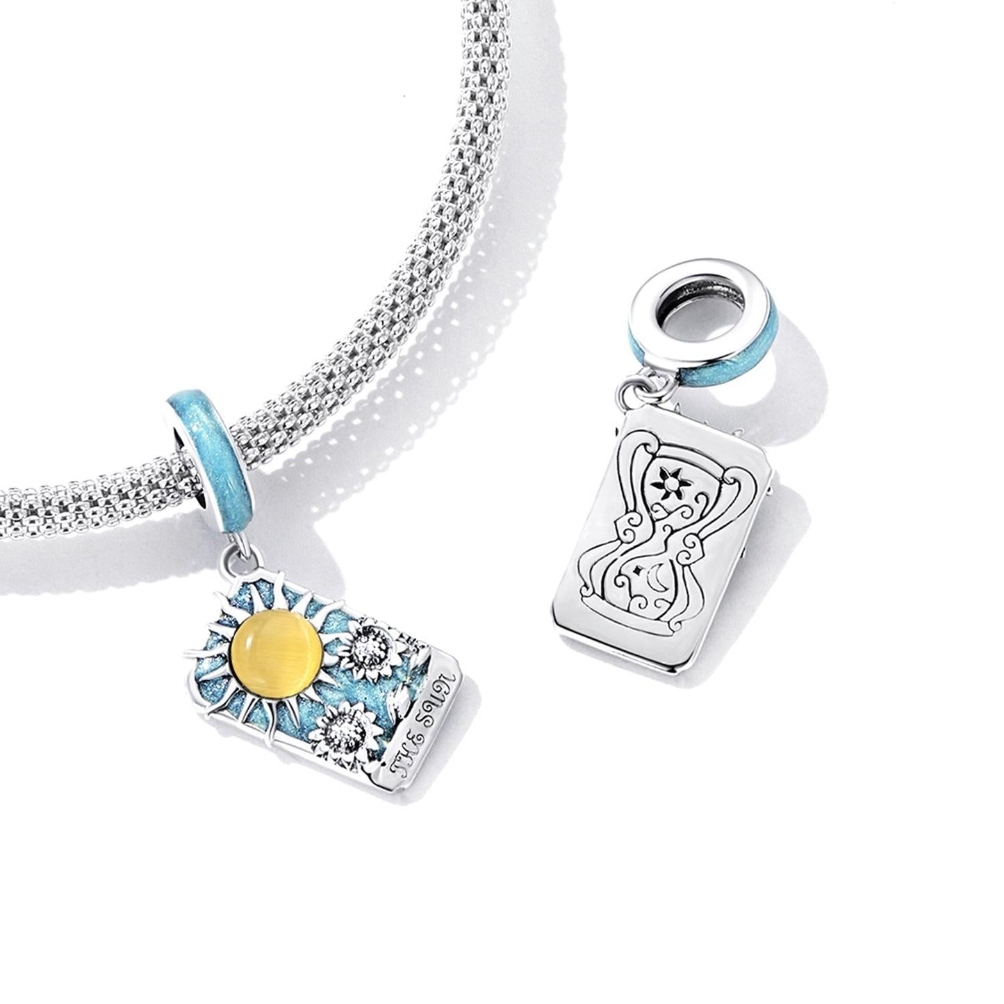925 Sterling Silver Sun Tarot Pendant For Diy Bracelets & Necklaces Pure Ember