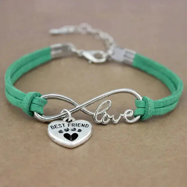 Rope Bracelet With Charms green love best friend