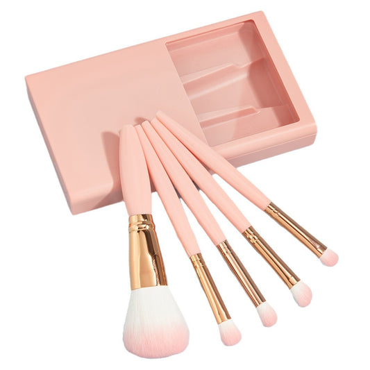 5 PCs Makeup Brushes With Mirror Travel Set Pure Ember