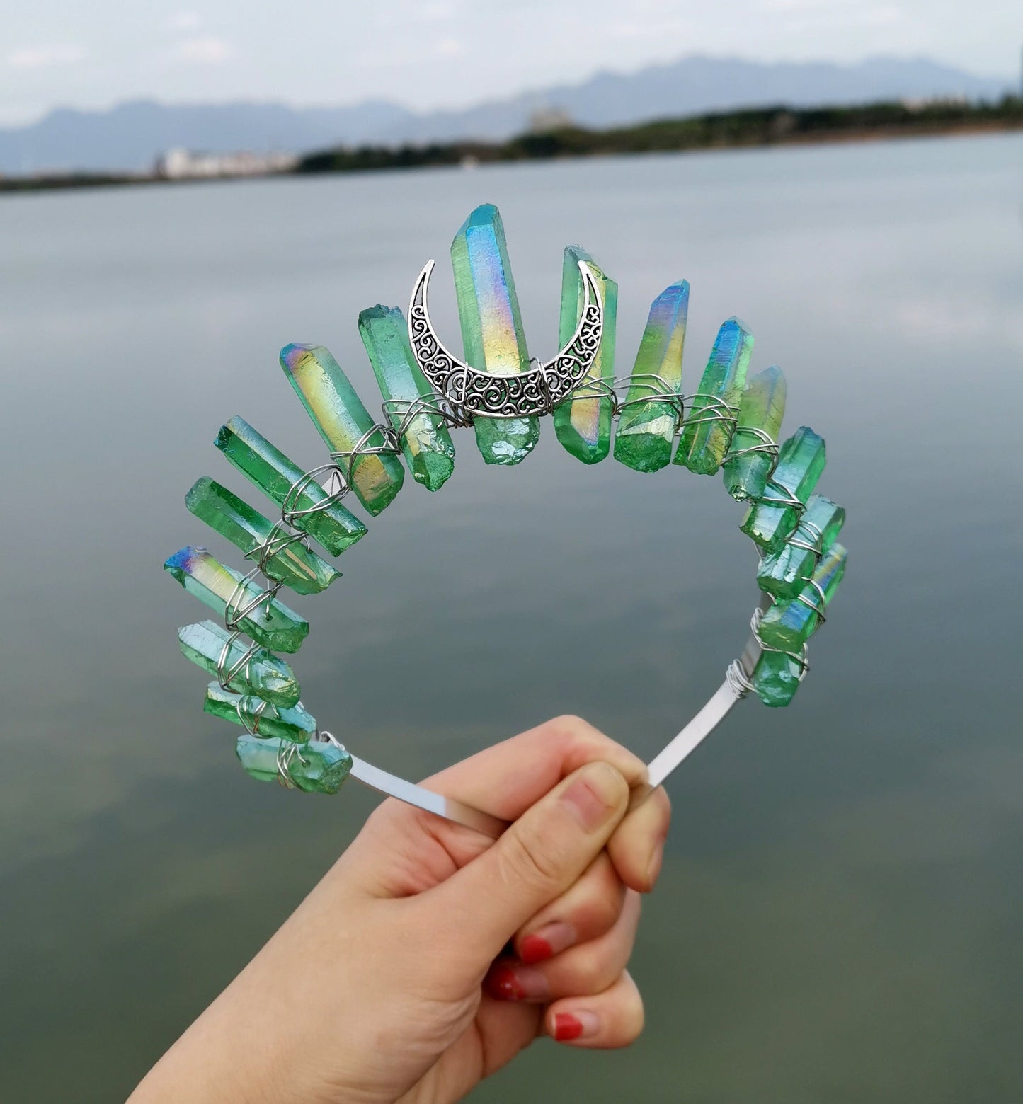 Natural Crystal Electroplating Frosted Crystal Witch Crown Pure Ember