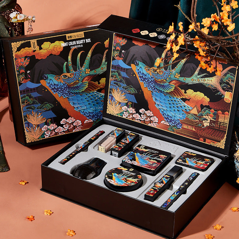Elk Makeup Nine-piece Set Makeup Powder Air Cushion BB Cream Lipstick Affordable Makeup Set Pure Ember