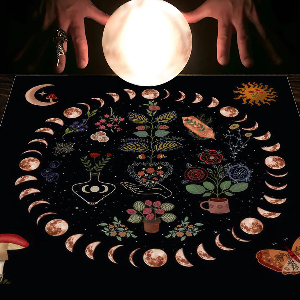 Tarot Tablecloth Cloth Cushion Tarot Moon Sun Lucky Tree Flannel Tablecloth Pure Ember