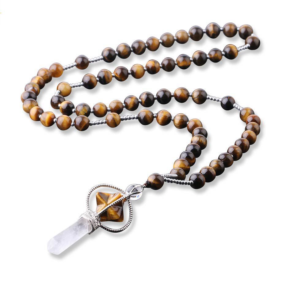 Natural White Crystal Column Natural Stone Necklace Pure Ember
