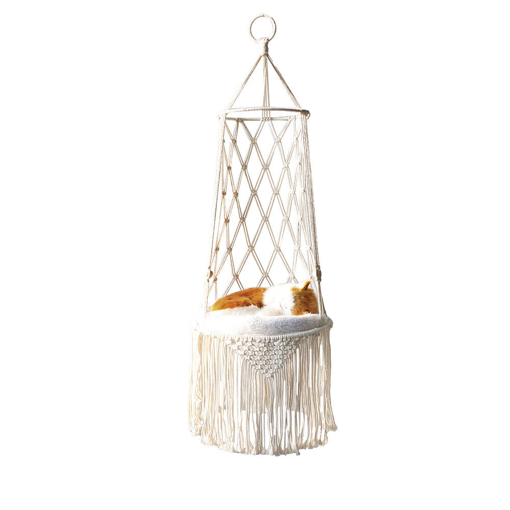 Macrame Hanging Pet Bed Macrame Cat Hammock Wall Hanging Cat Hammock Macrame Cat Bed-Pet Gifts Hammock Macrame Cat Swing Pure Ember