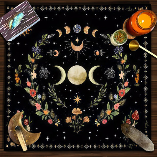 Tarot Tablecloth Cloth Cushion Tarot Moon Sun Lucky Tree Flannel Tablecloth Pure Ember