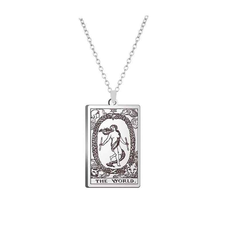 Alloy Electroplated Tarot Necklace Pure Ember the world card