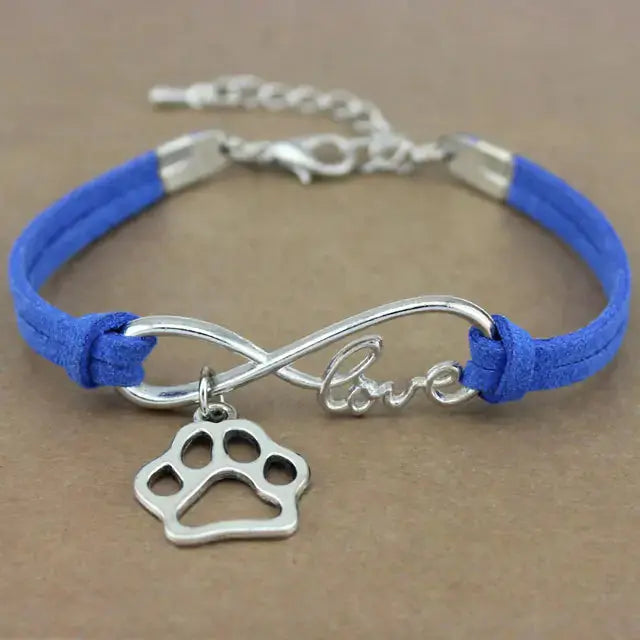 Rope Bracelet With Charms dark blue love paw print charm