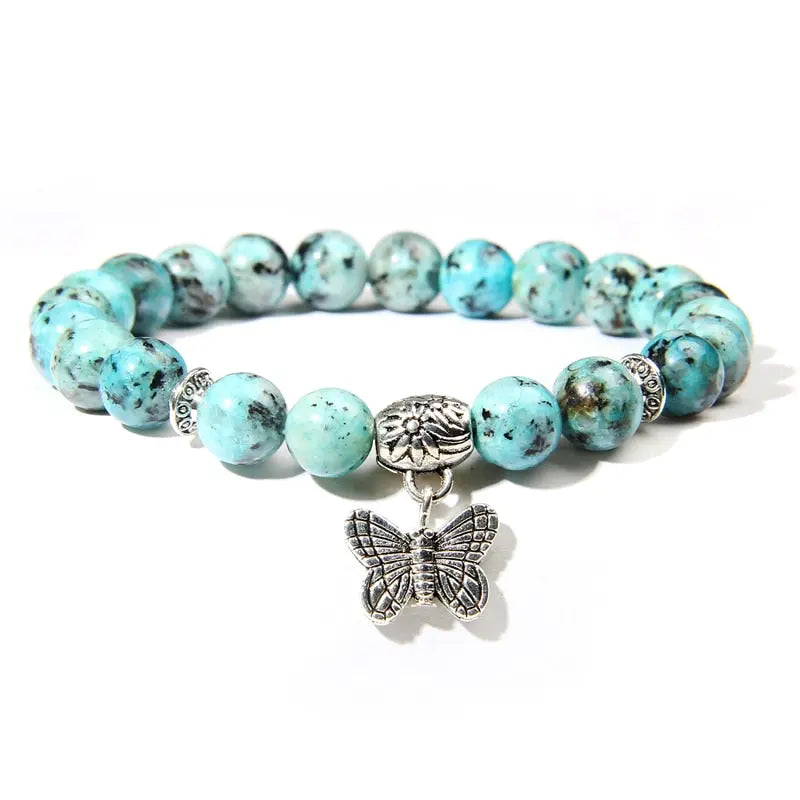 Natural Stone crystal Bracelet with butterfly charm