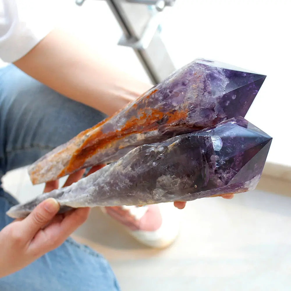 Natural Amethyst Quartz Cluster Crystal Rod Point