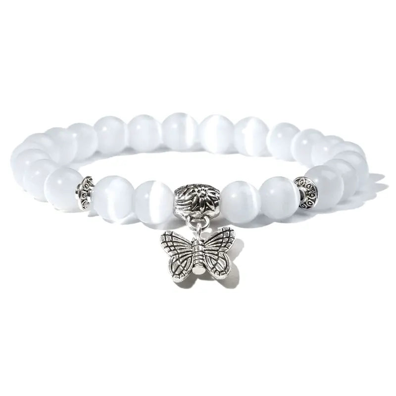 Natural Stone crystal Bracelet with butterfly charm