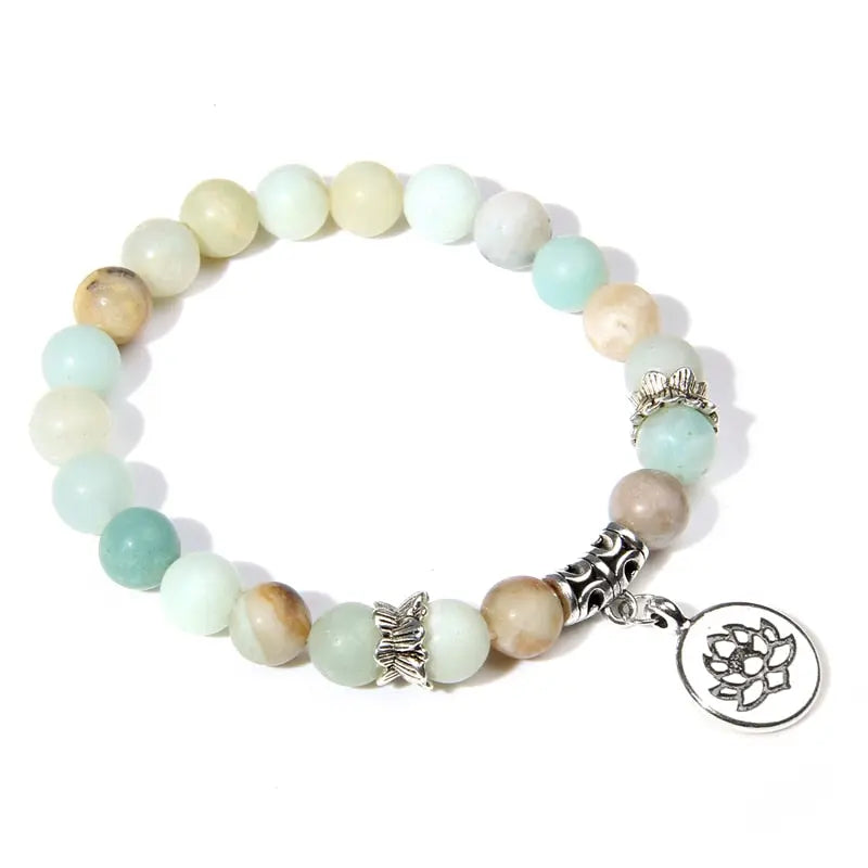 Natural Stone crystal Bracelet with lotus charm