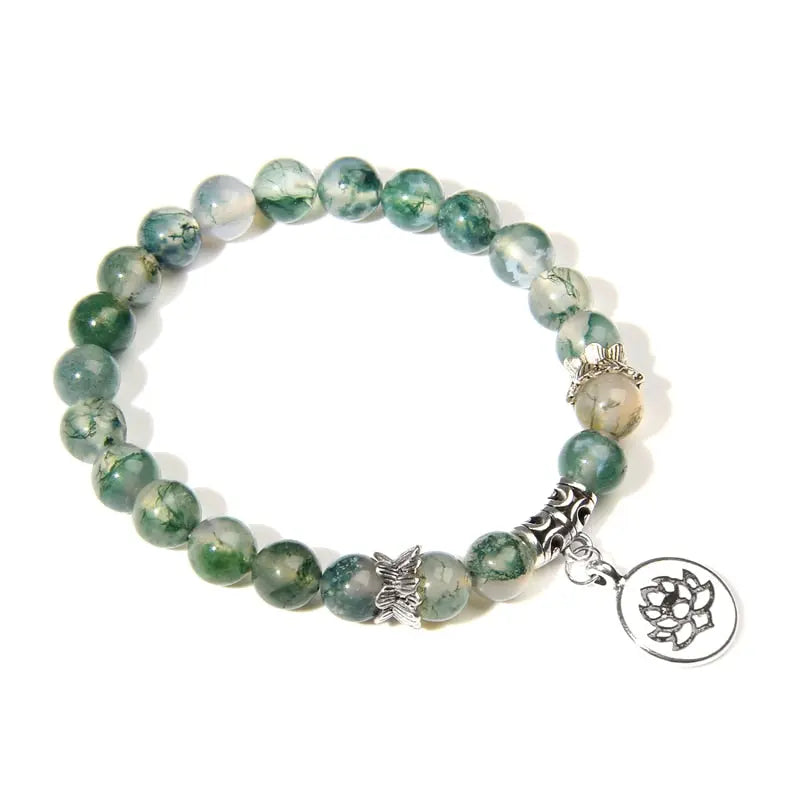 Natural Stone crystal Bracelet with lotus charm