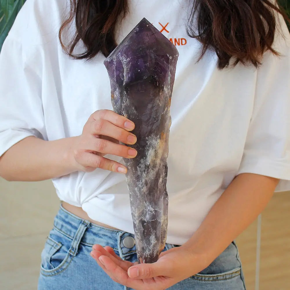 Natural Amethyst Quartz Cluster Crystal Rod Point