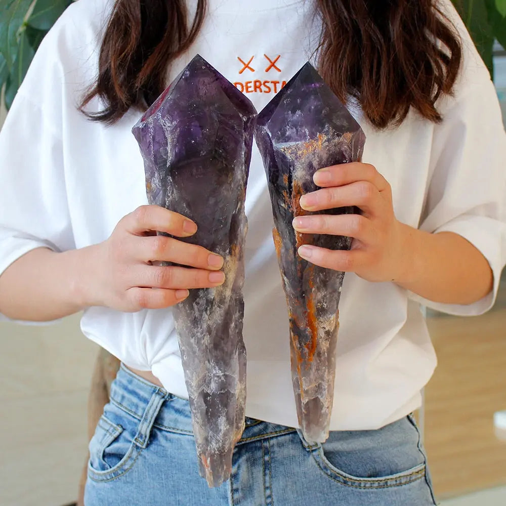 Natural Amethyst Quartz Cluster Crystal Rod Point