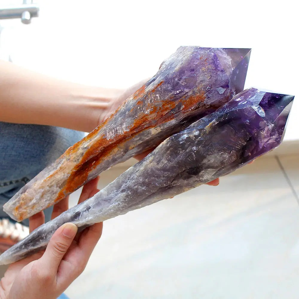 Natural Amethyst Quartz Cluster Crystal Rod Point