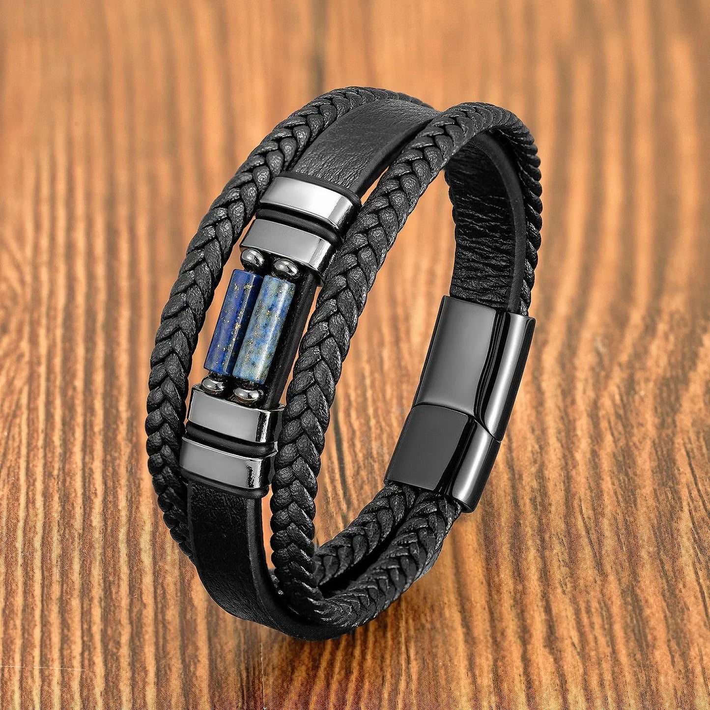 Lapis Lazuli Genuine Leather Bracelet