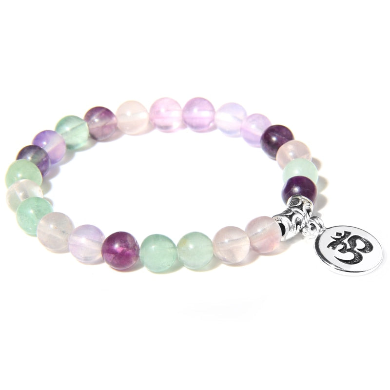 Natural Stone crystal Bracelet with yoga charm