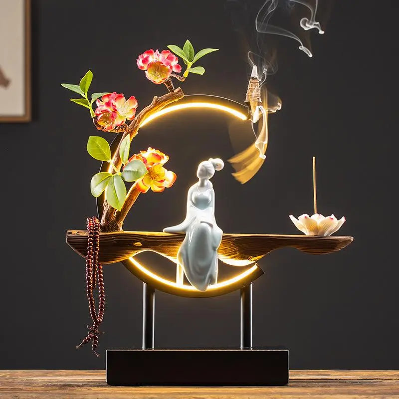 Waterfall Backflow Incense Burner Lady Incense Stick Holder
