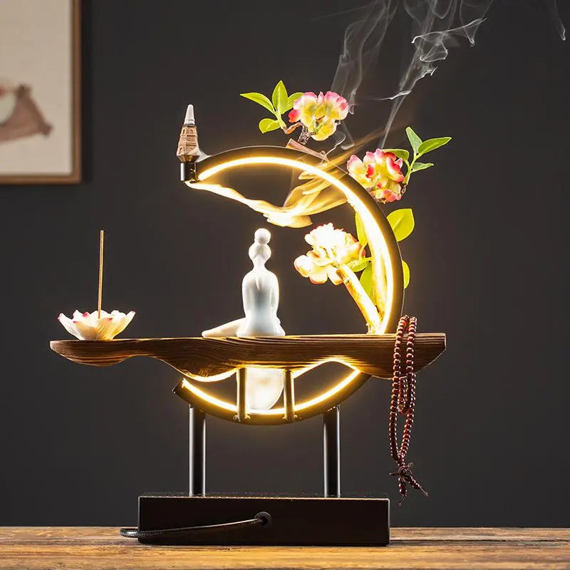 Waterfall Backflow Incense Burner Lady Incense Stick Holder
