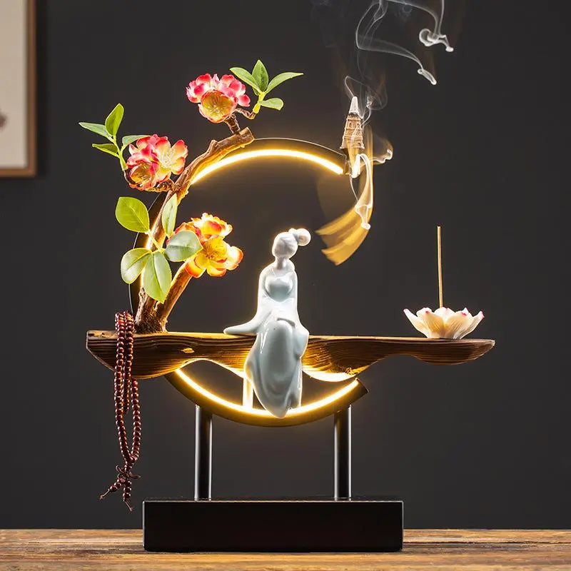 Waterfall Backflow Incense Burner Lady Incense Stick Holder
