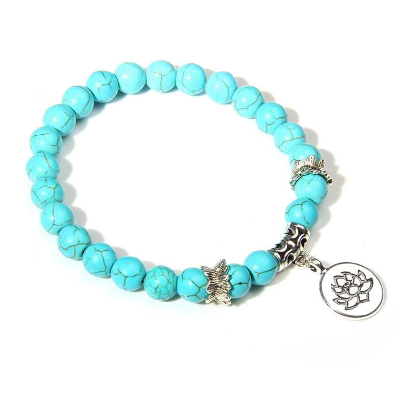 Natural Stone crystal Bracelet with lotus charm