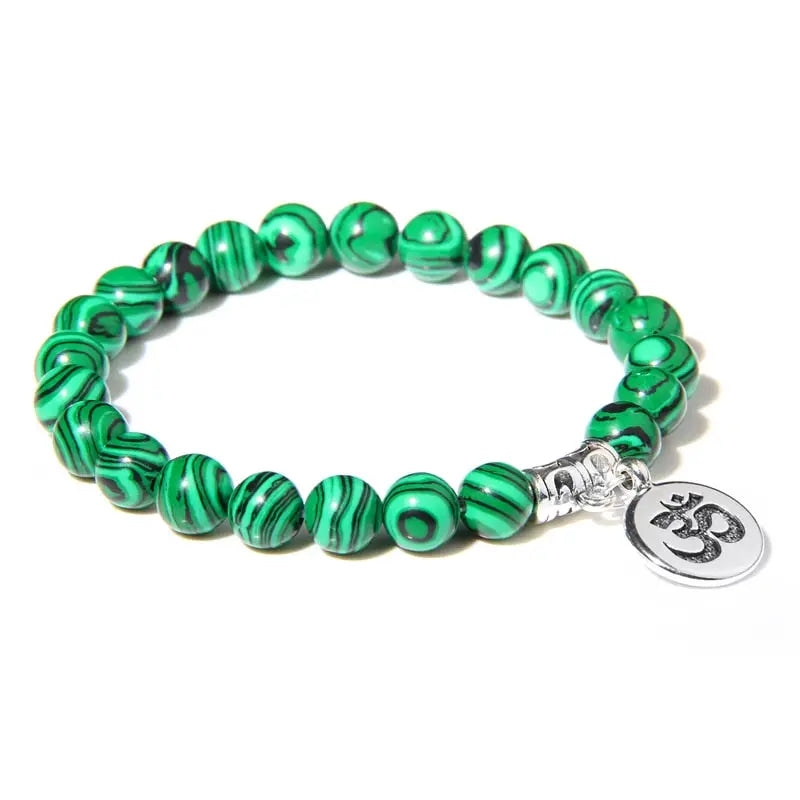 Natural Stone crystal Bracelet with yoga charm green