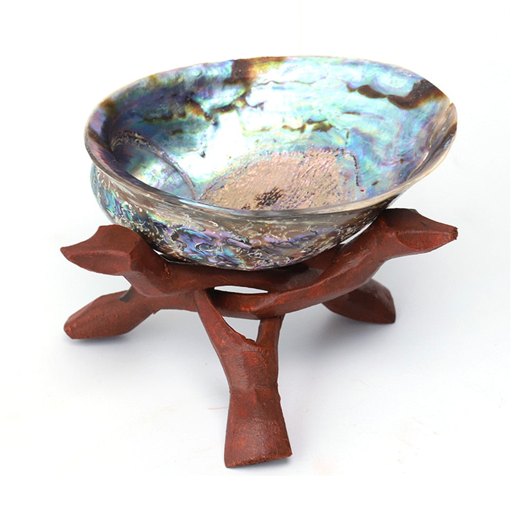 White Sage Stick Set with Abalone Shell & Wooden Tripod Stand for Room Purification Meditation Smoke
