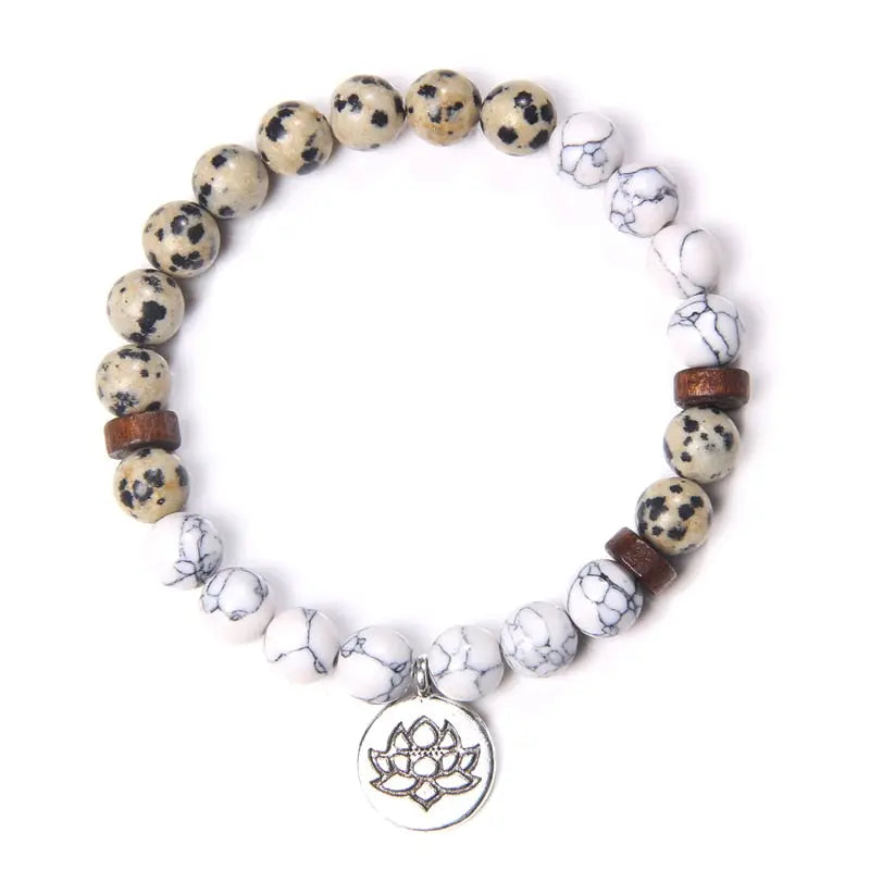 Natural Stone crystal Bracelet with lotus charm