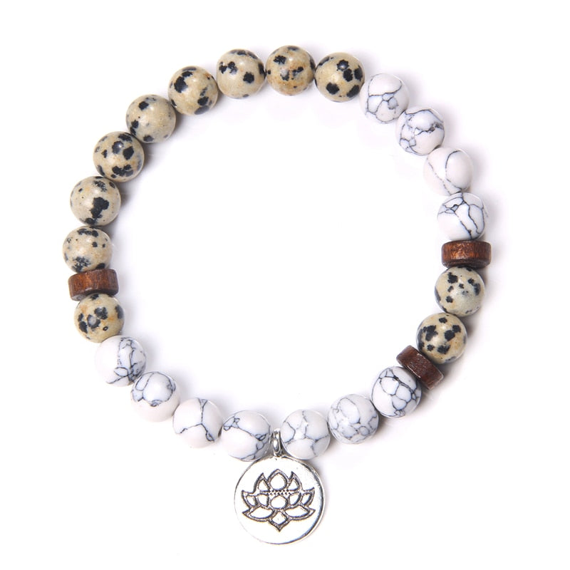 Natural Stone crystal Bracelet with lotus charm 