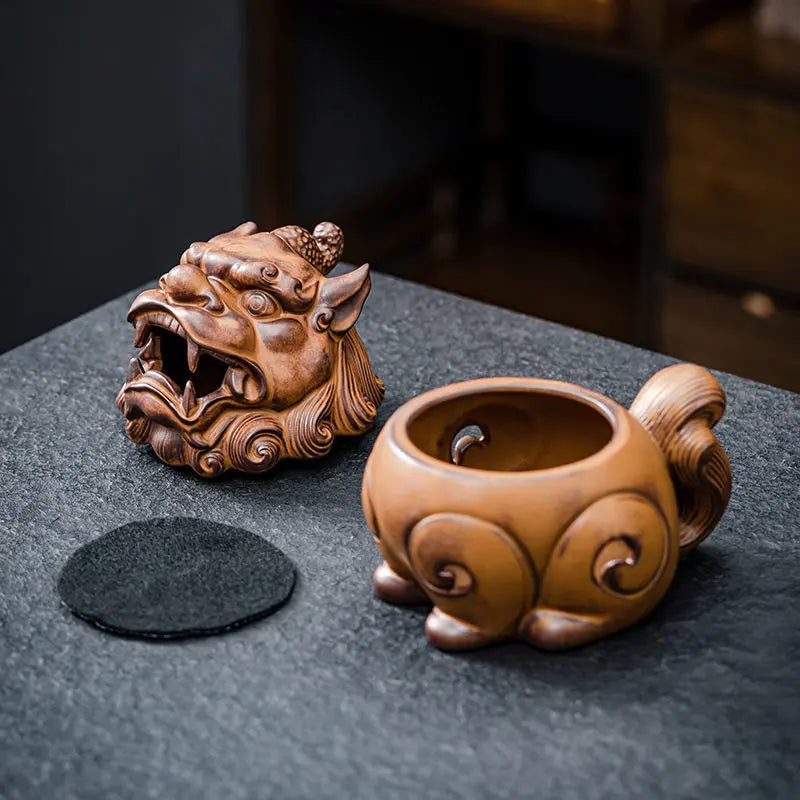 Chinese Lion Dragon Ceramic Incense Burner