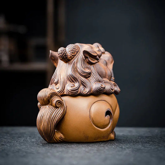 Chinese Lion Dragon Ceramic Incense Burner