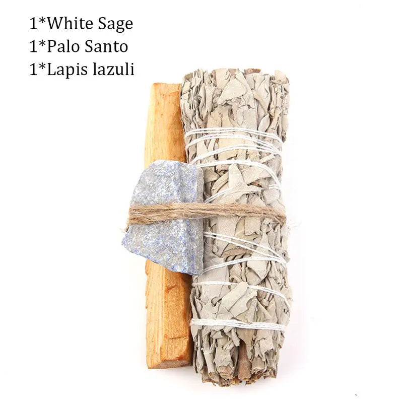 White Sage Stick Set with Abalone Shell & Wooden Tripod Stand for Room Purification Meditation Smoke - Pure Ember