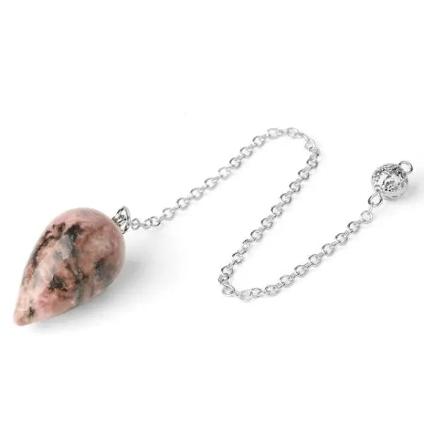 Water Drop Natural Stone Pendulum - Line Rhodonite