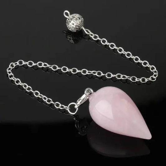 Water Drop Natural Stone Pendulum - Rose Quartz
