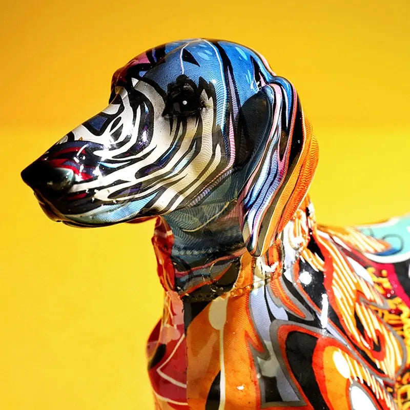 Colorful Graffiti Dachshund Dog Figurine Small