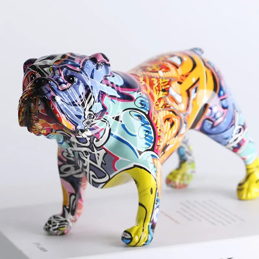 Colorful English bulldog figurines Modern Graffiti art