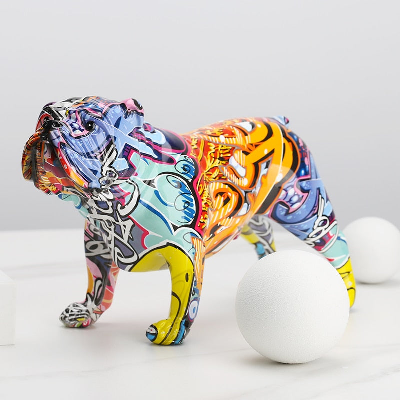 Colorful English bulldog figurines Modern Graffiti art