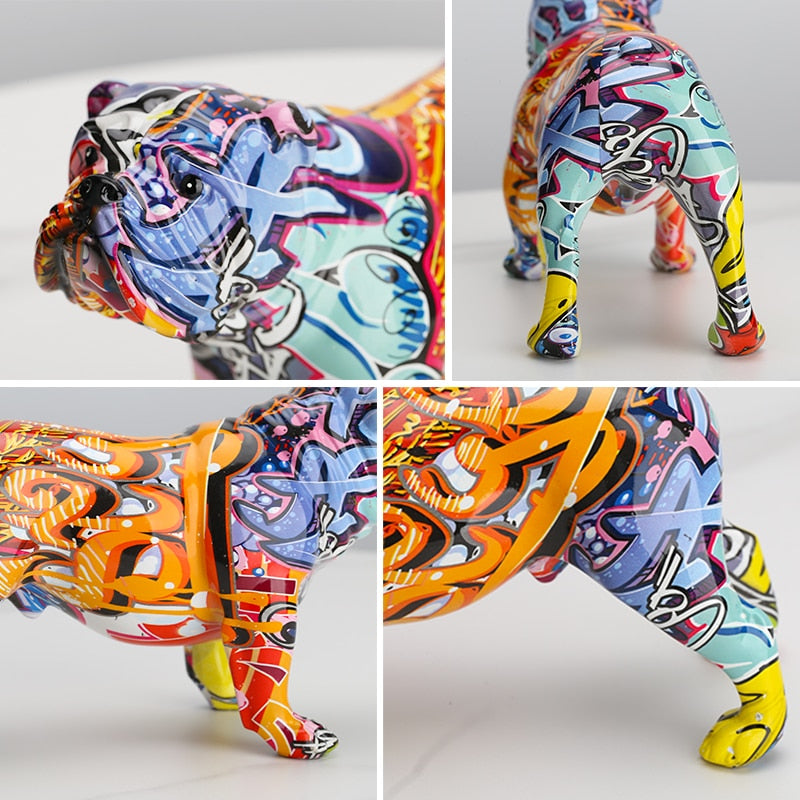 Colorful English bulldog figurines Modern Graffiti art