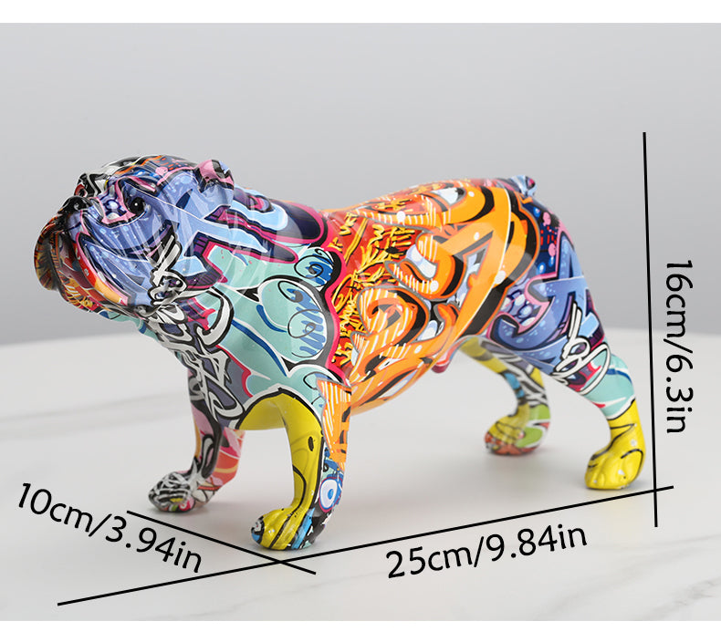 Colorful English bulldog figurines Modern Graffiti art