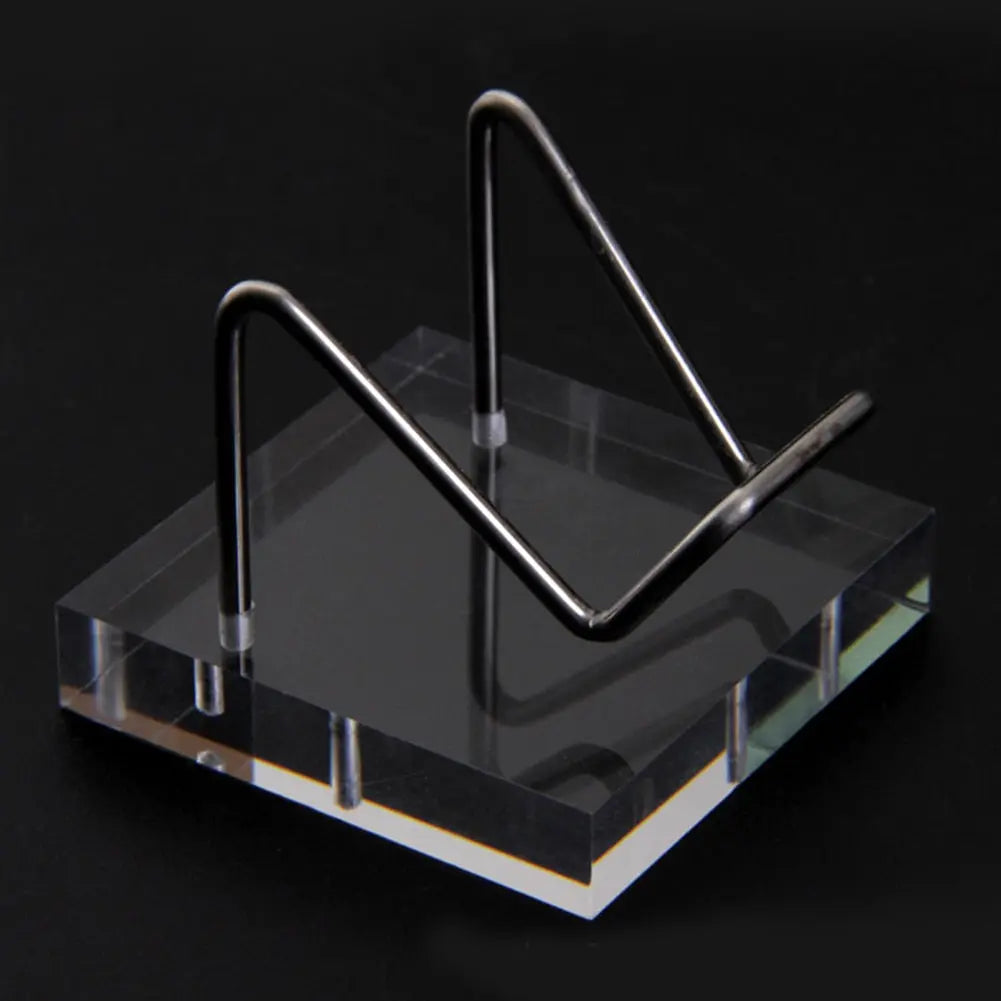Silver Metal Arm Crystal Display Stand Holder With Acrylic Base