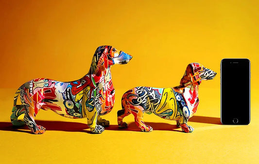 Colorful graffiti Dachshund Dog Figurine Large