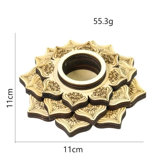Natural Wood Crystal Ball Base Large Lotus Flower