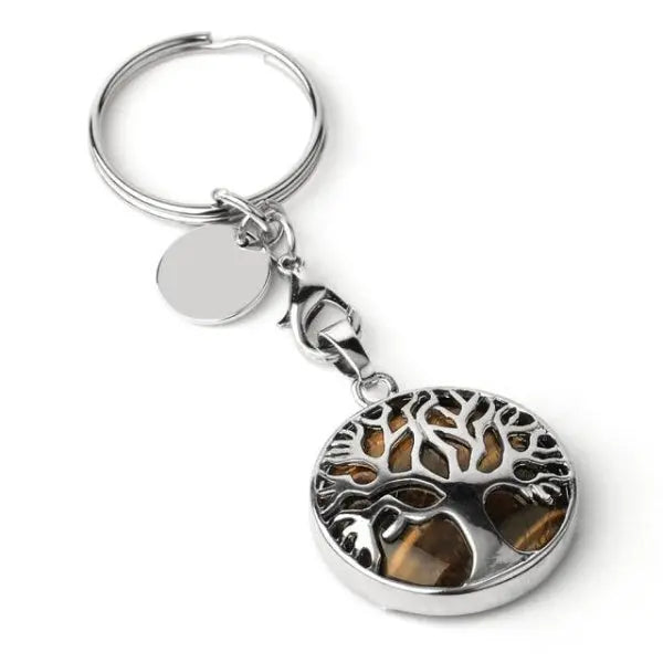 Natural Stone Keychains Tree of Life Tiger Eye