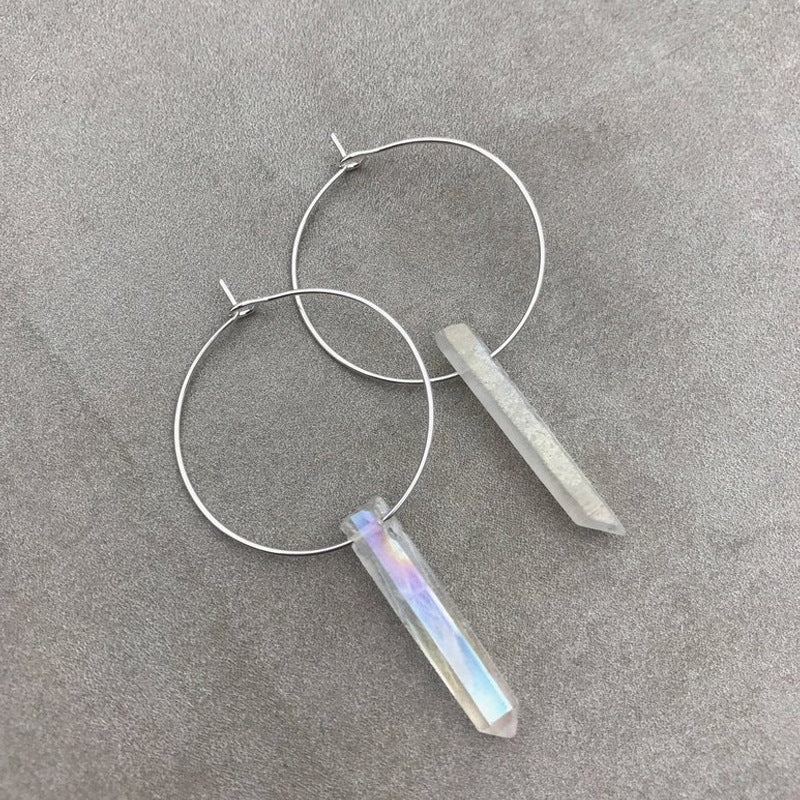 Natural White Crystal Pendant Earrings Pure Ember
