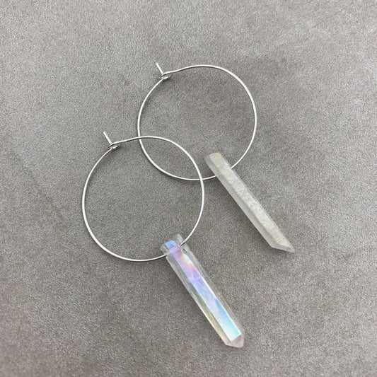 Natural White Crystal Pendant Earrings Pure Ember