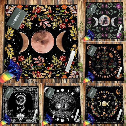 Tarot Tablecloth Cloth Cushion Tarot Moon Sun Lucky Tree Flannel Tablecloth Pure Ember