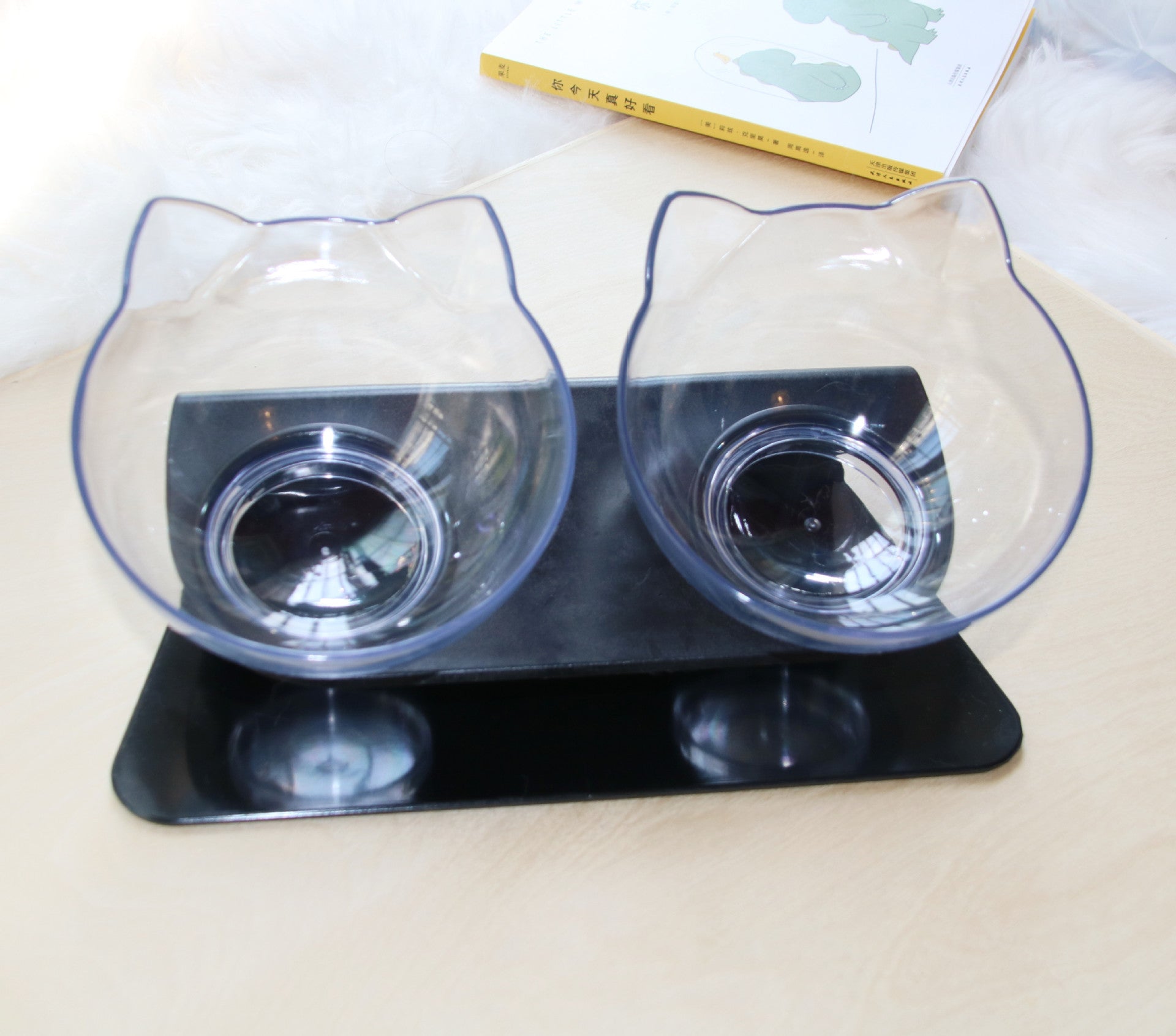 Cat Double Bowl Cat Food Bowl Protects Cervical Vertebra Pure Ember