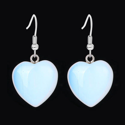 Love heart earrings natural crystal stone Pure Ember