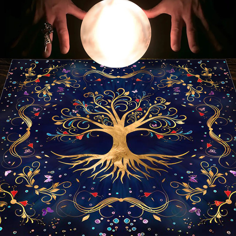 Tarot Tablecloth Cloth Cushion Tarot Moon Sun Lucky Tree Flannel Tablecloth Pure Ember